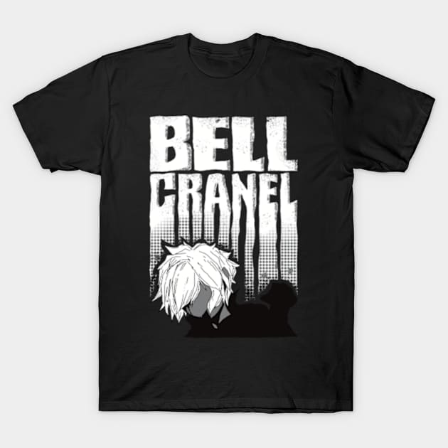 Bell Cranel Minimalist with Cool White Typography from Danmachi Anime T-Shirt by Animangapoi